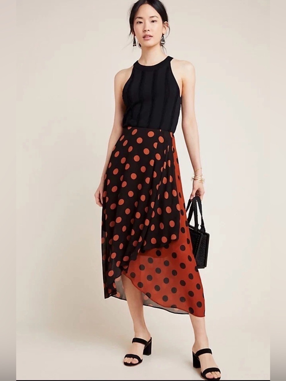 Maeve by Anthropologie Polka Dot Oksana Midi Skirt Small